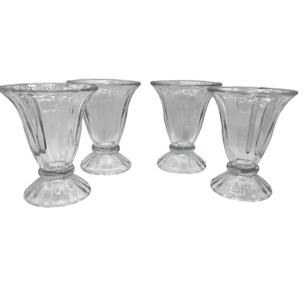 4 VTG Libbey Ice Cream Sundae Parfait Soda Fountain Glasses Clear 6.5 oz